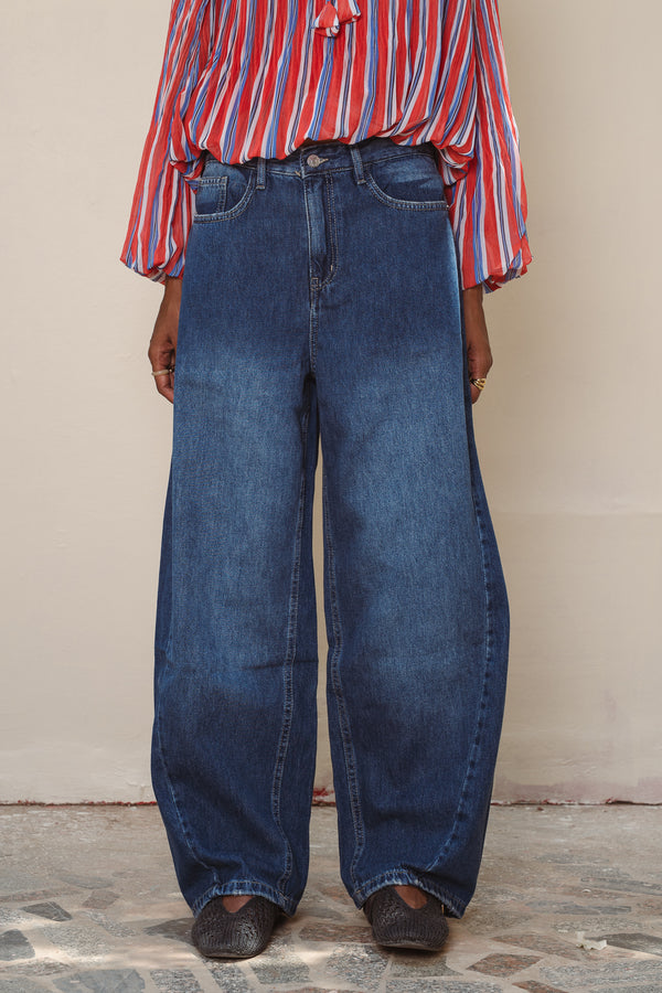 Baggy Balloon Denim Pants in Blue