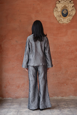 Mandarin Taffeta Set in Grey