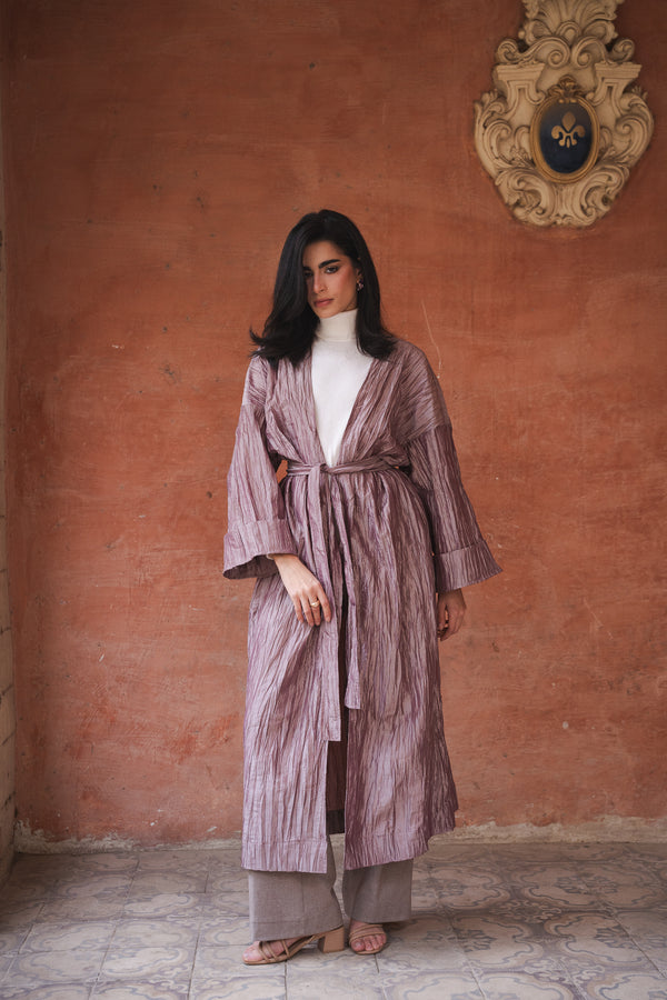 Crushed Taffeta Kaftan in Cashmere