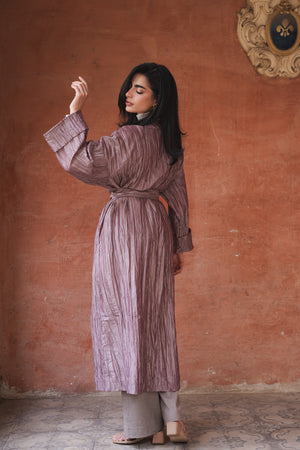 Crushed Taffeta Kaftan in Cashmere