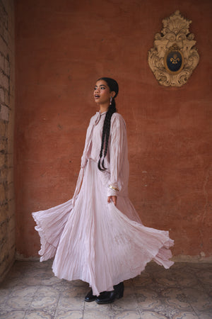 Crinkled Chiffon Skirt in Nude