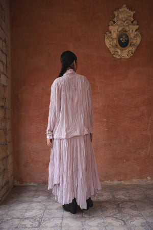 Crinkled Chiffon Skirt in Nude