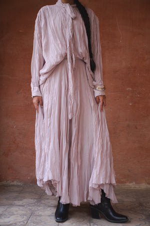 Crinkled Chiffon Skirt in Nude