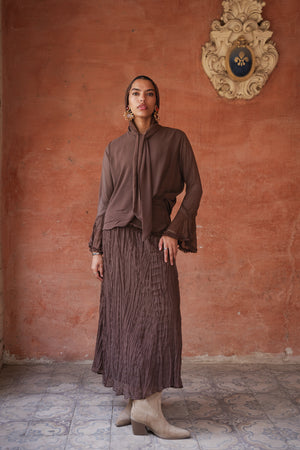 Crushed Chiffon Set in Brown