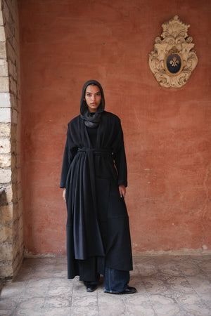 Pleated Kaftan in Black