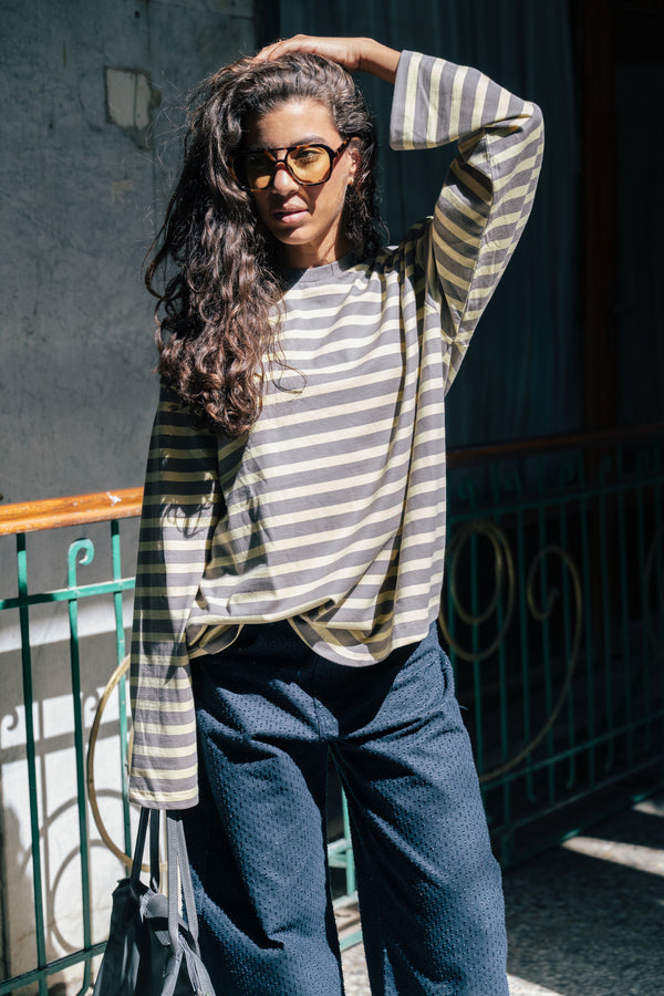 Striped Long Sleeve in Grey