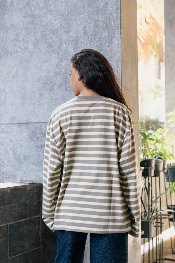 Striped Long Sleeve in Grey