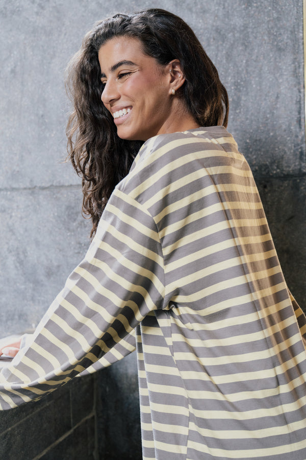 Striped Long Sleeve in Grey