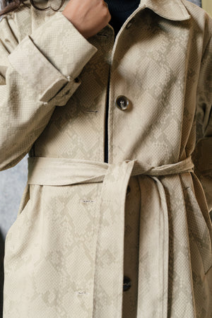 Gabardine Animal Print Coat in Green