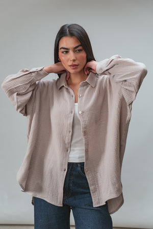 Cotton Muslin Shirt in Cafe