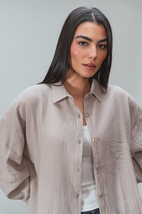 Cotton Muslin Shirt in Cafe