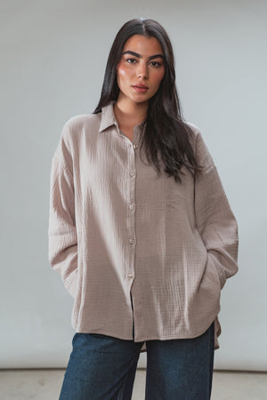 Cotton Muslin Shirt in Cafe