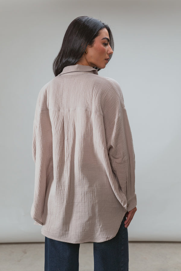 Cotton Muslin Shirt in Cafe