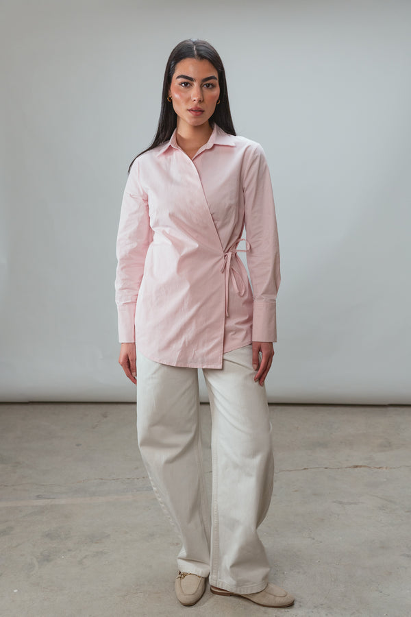 Crossover Shirt in Pink