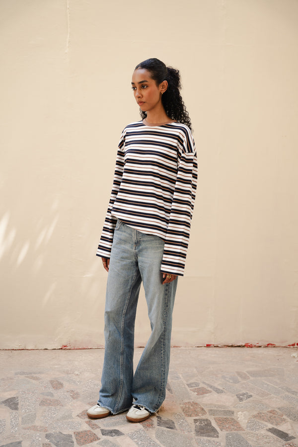 Striped Long Sleeve in Brown