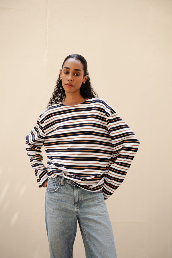 Striped Long Sleeve in Brown