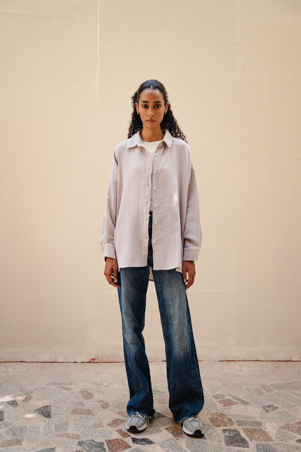 Cotton Muslin Shirt in Cafe
