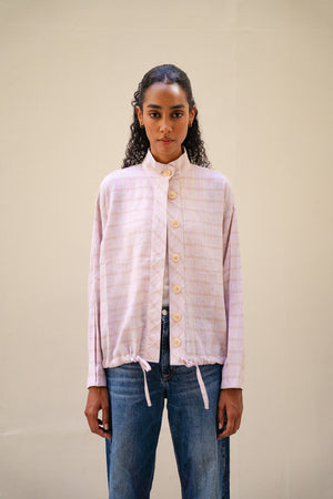 Bomber Jacket in Plaid Pink