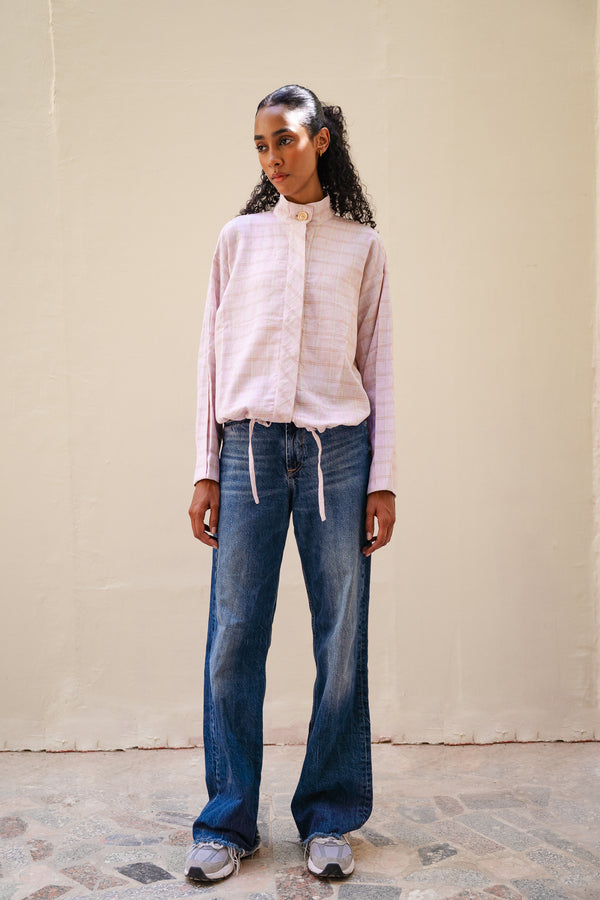 Bomber Jacket in Plaid Pink
