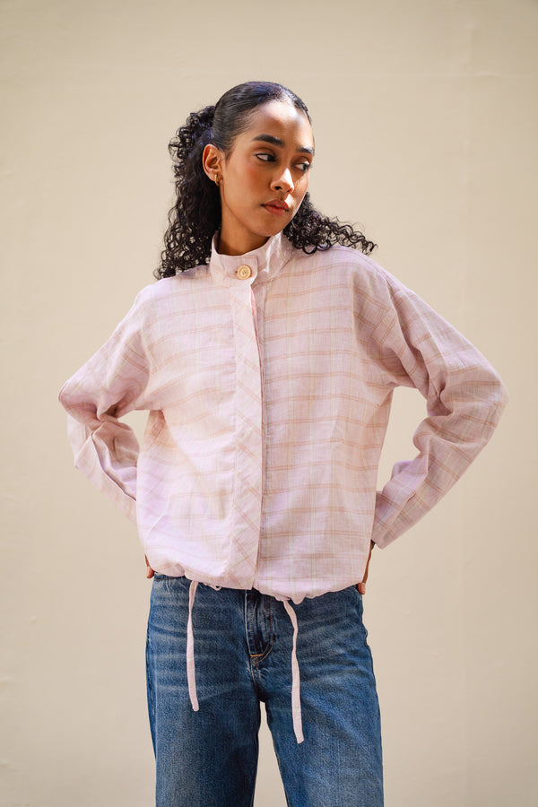 Bomber Jacket in Plaid Pink