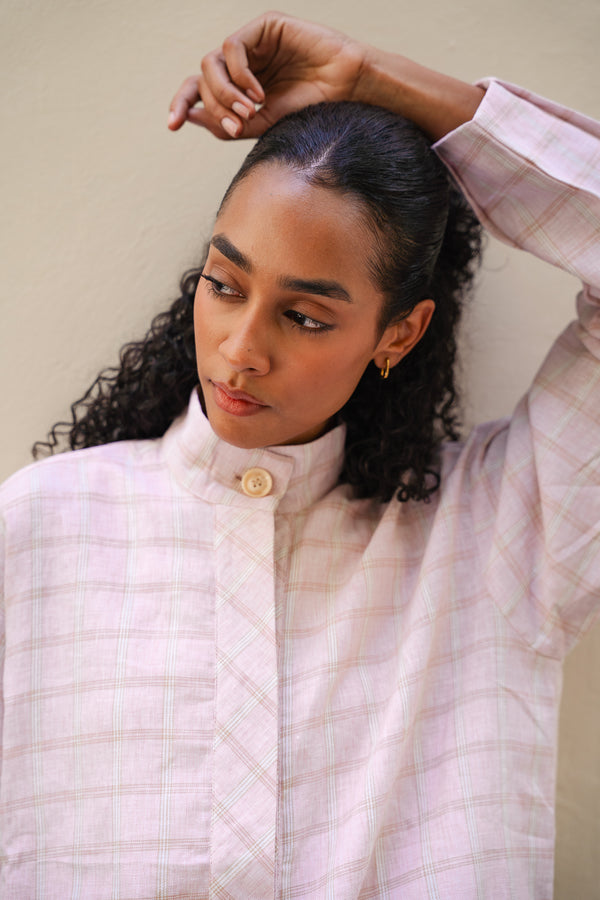 Bomber Jacket in Plaid Pink