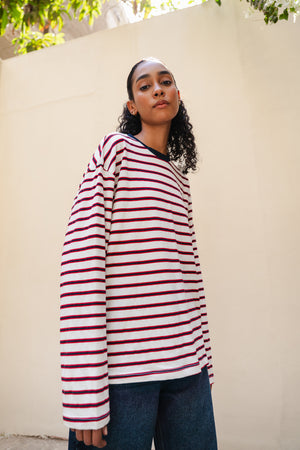 Striped Long Sleeve in Navy