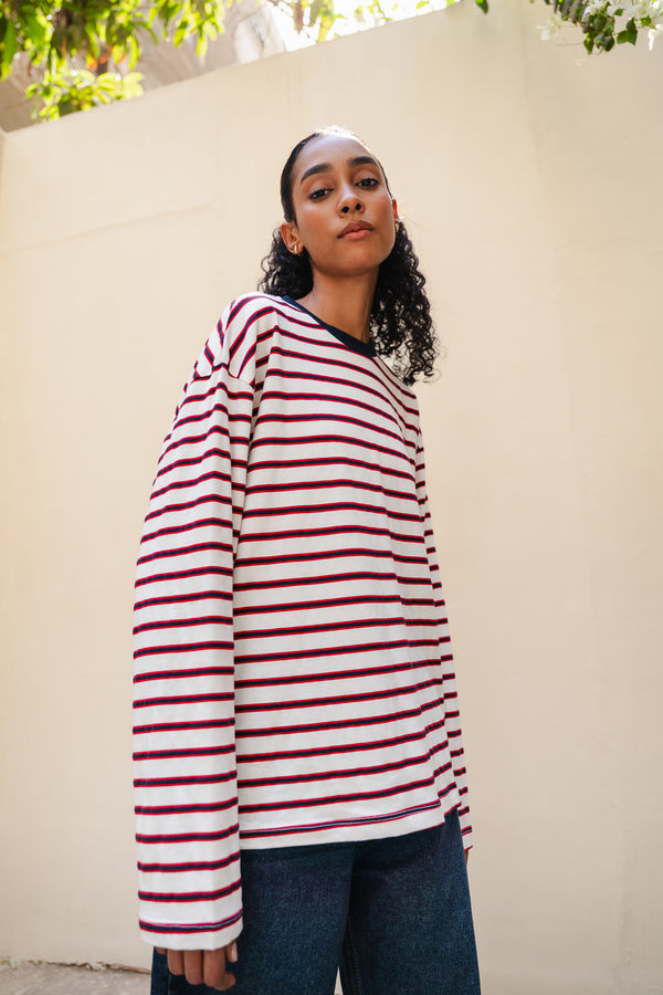 Striped Long Sleeve in Navy