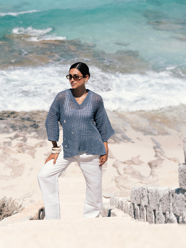 Shell Cardigan in Navy