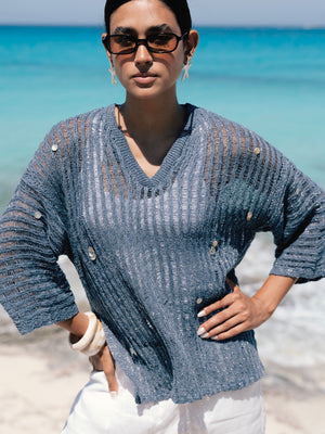 Shell Cardigan in Navy