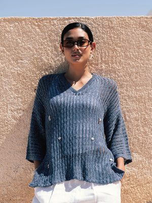 Shell Cardigan in Navy