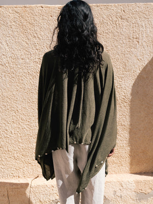 Studded Cape Top in Olive
