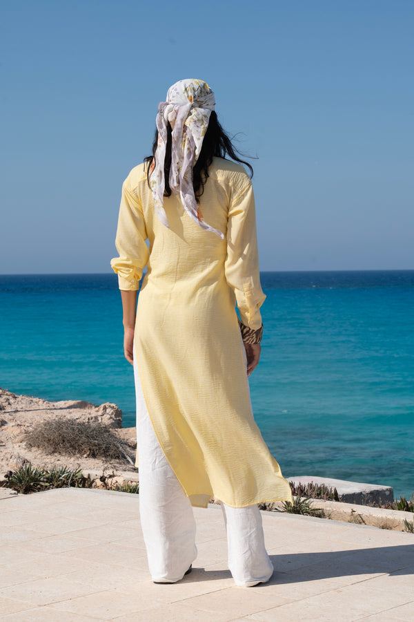 Long Wrap Shirt in Yellow
