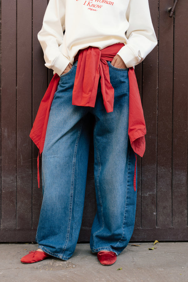 Baggy Balloon Denim Pants in Blue