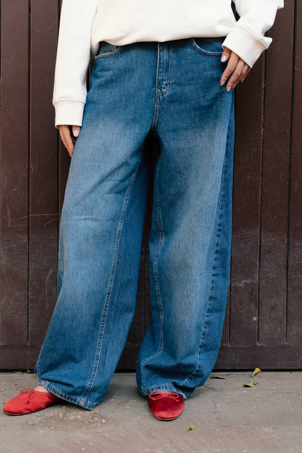 Baggy Balloon Denim Pants in Blue