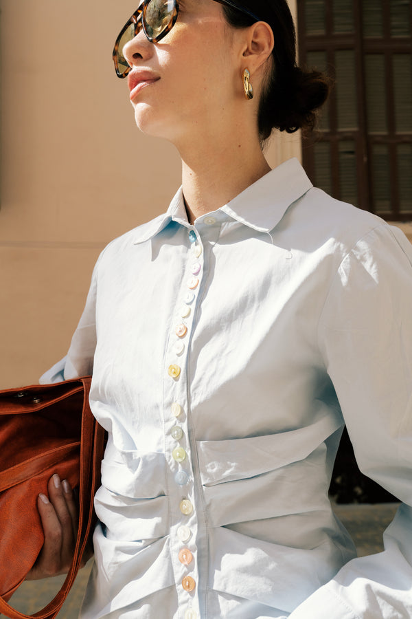 Multicolored Button Up Shirt in Blue