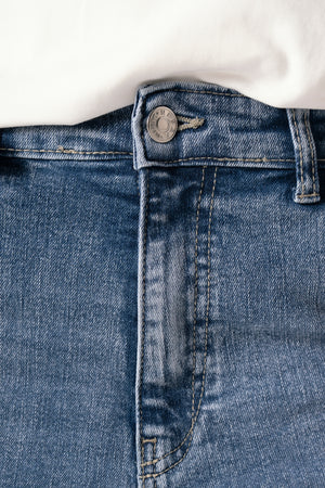 Raw-Hem Cropped Flare Jeans Pants in Dark Blue