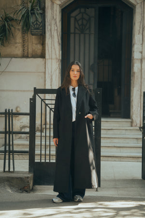 Structured Wool Coat in Dark Grey