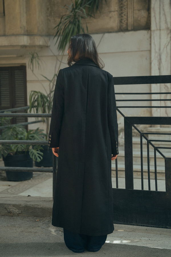 Structured Wool Coat in Dark Grey