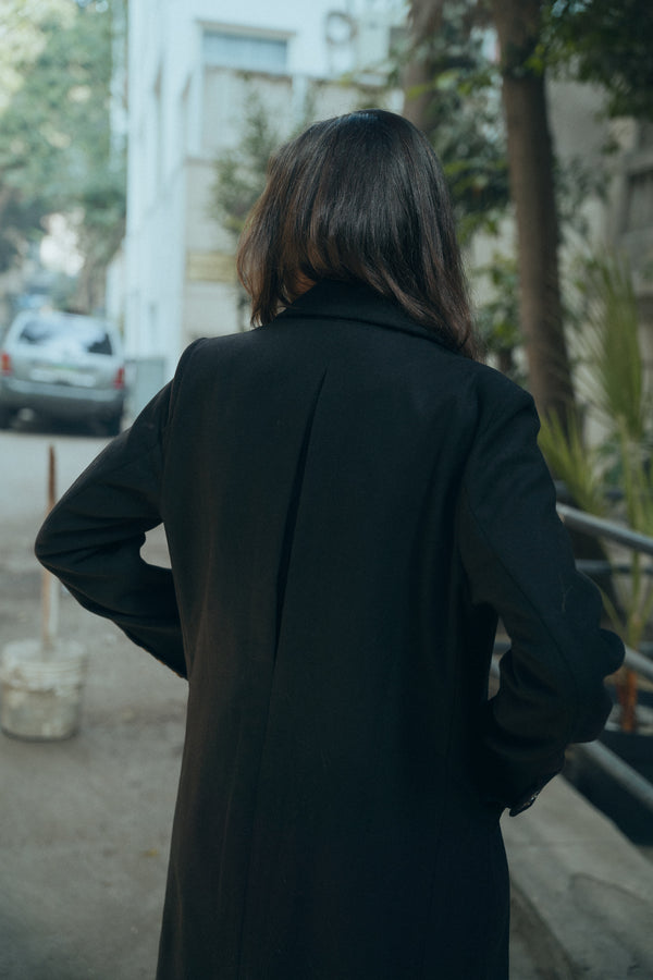 Structured Wool Coat in Dark Grey