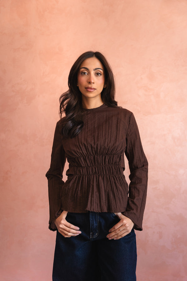 Ruched Top in Brown