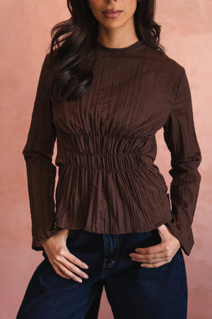 Ruched Top in Brown