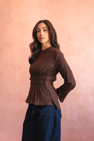 Ruched Top in Brown
