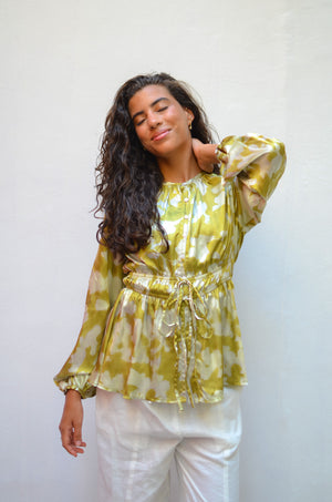 Graphic Printed Blouse in Green