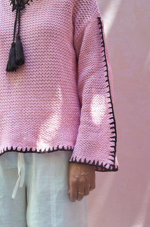Crochet Tie-Neck Top in Pink