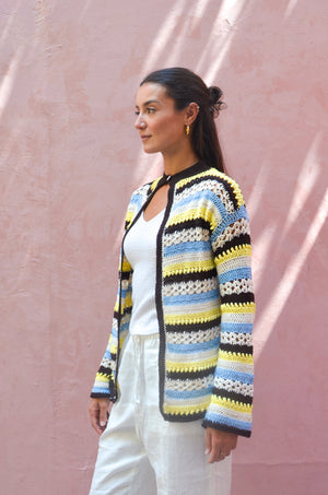 Striped Crochet in Brown X Yellow