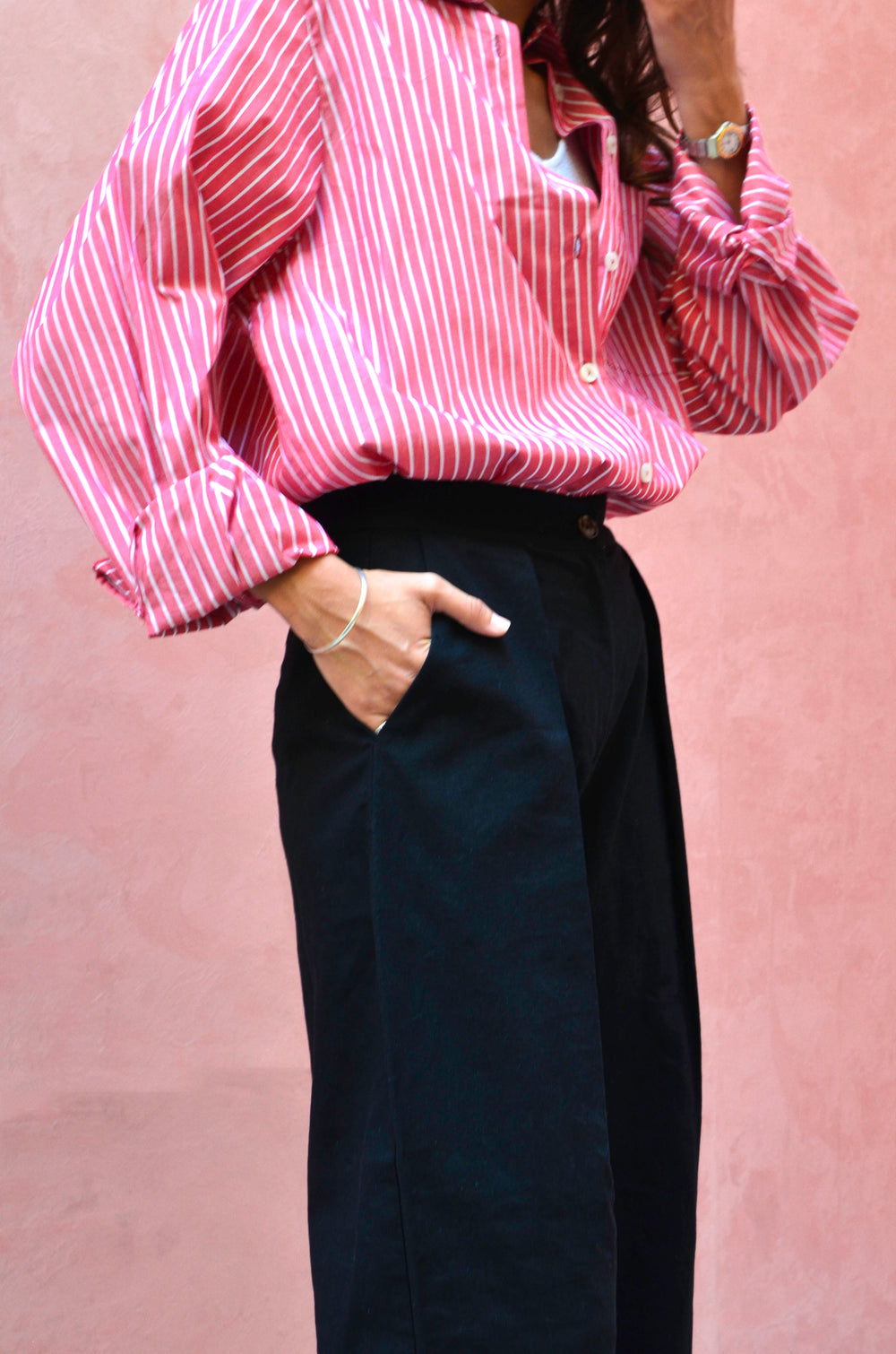 Front Pleated Pants in Black