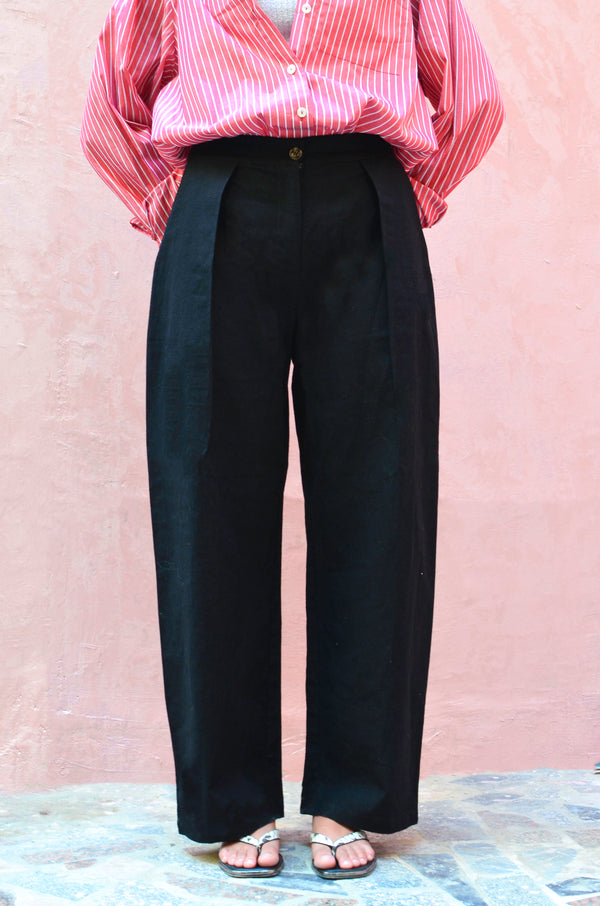 Front Pleated Pants in Black