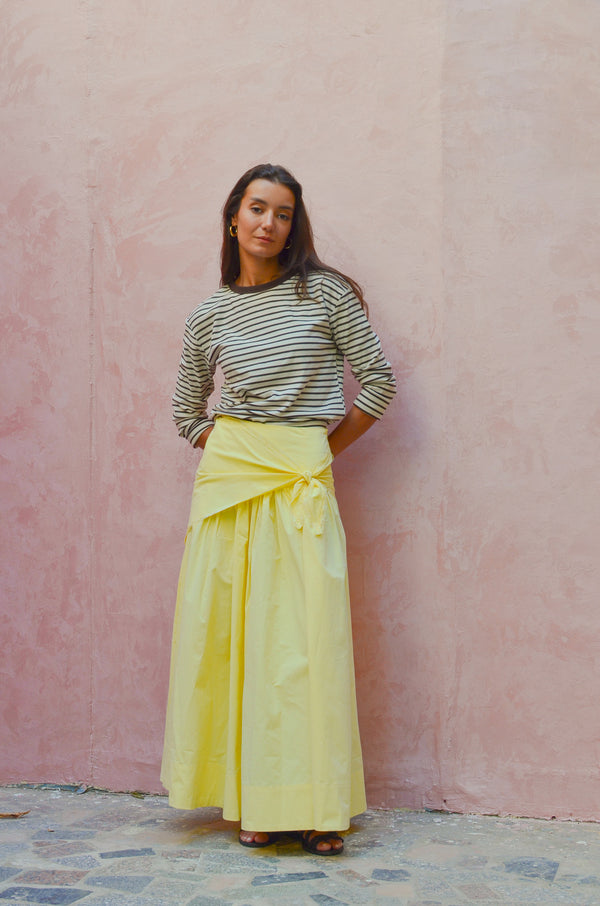Midi Skirt With Scarf in Yellow