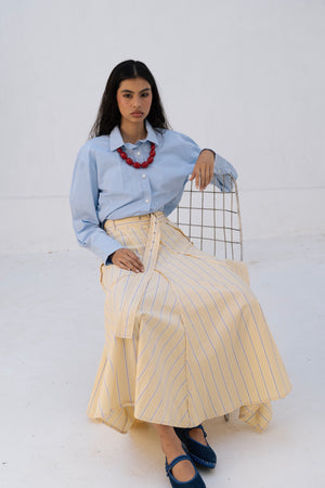 Belted Poplin Skirt in Yellow
