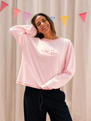 Nesaa Know Best Long Sleeve T-Shirt In Pink